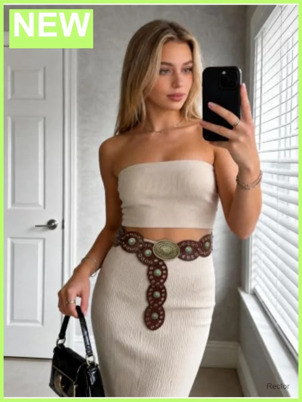Western Concho PU Leather Waist Belt for Women Vintage Boho Wide Disc Cowgirl